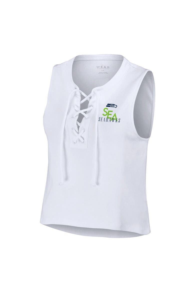 Women's WEAR by Erin Andrews  White Seattle Seahawks Lace-Up Tank Top, Alternate, color, White