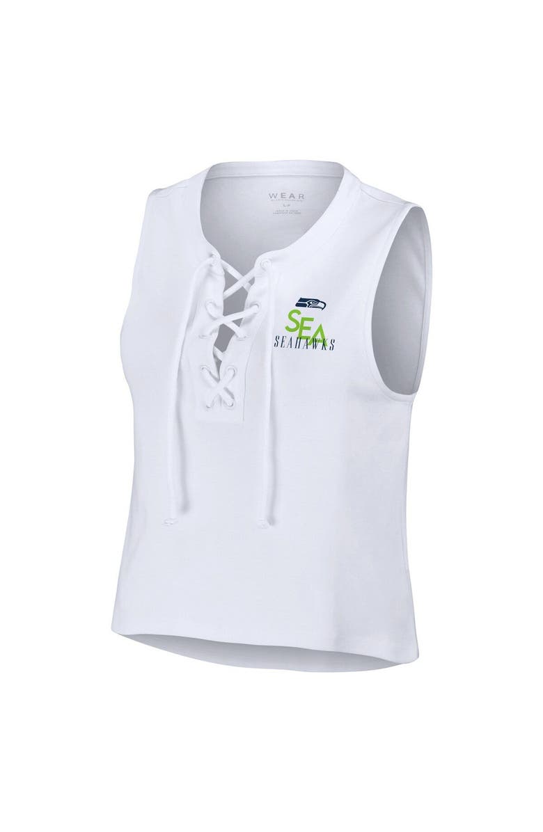 WEAR by Erin Andrews Women's WEAR by Erin Andrews  White Seattle Seahawks Lace-Up Tank Top, Alternate, color, 
