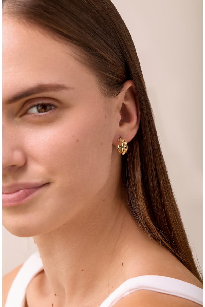 14K Gold Beaded Hoop Earrings (Nordstrom Exclusive), Alternate, color, 14K YELLOW GOLD