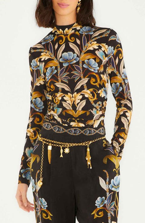 Snake Garden Black Jersey Top