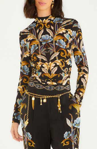 FARM Rio Snake Garden Black Jersey Top