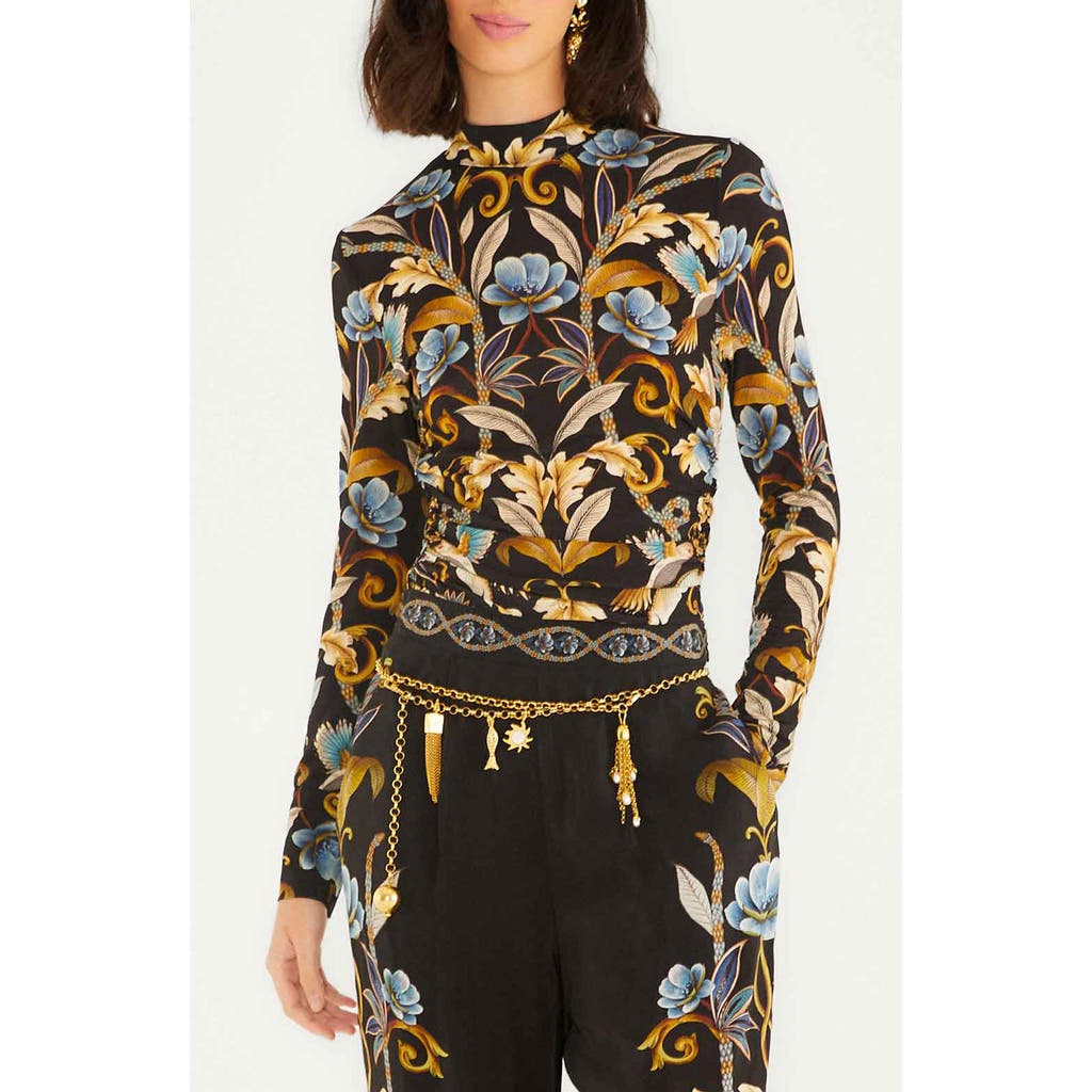 Farm Rio Snake Garden Jersey Top In Black