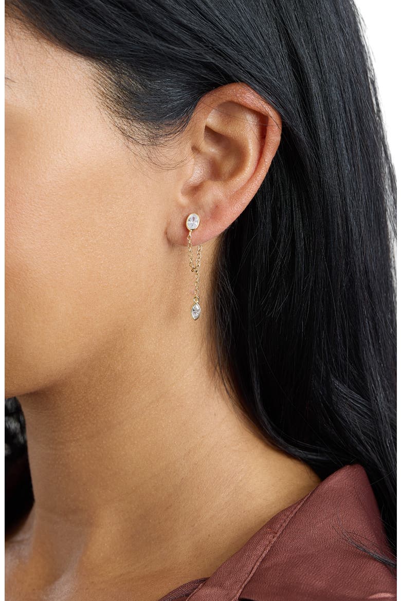 Modern Muse Oval CZ Drop Earrings, Alternate, color, GOLD