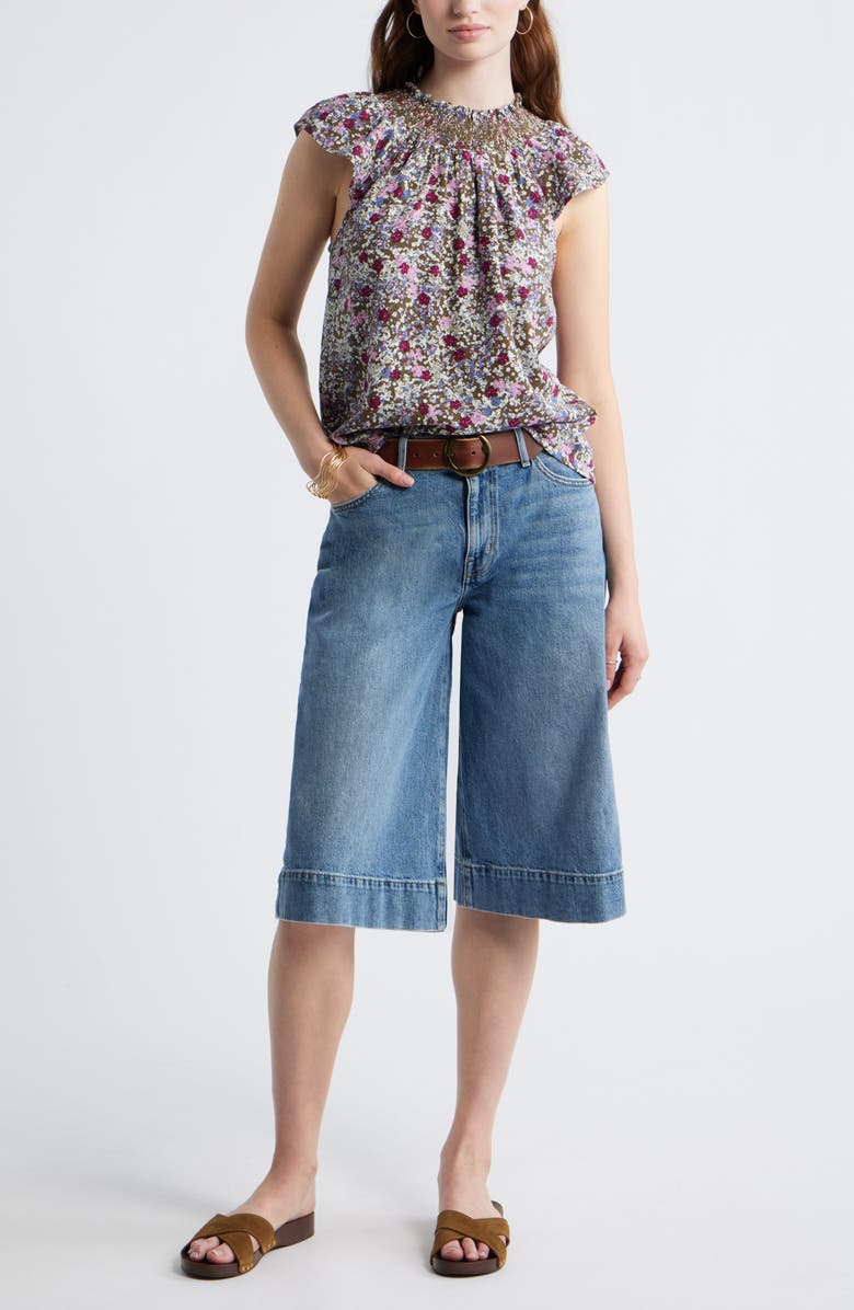 Treasure & Bond Smocked Neck Linen Blend Top, Alternate, color,