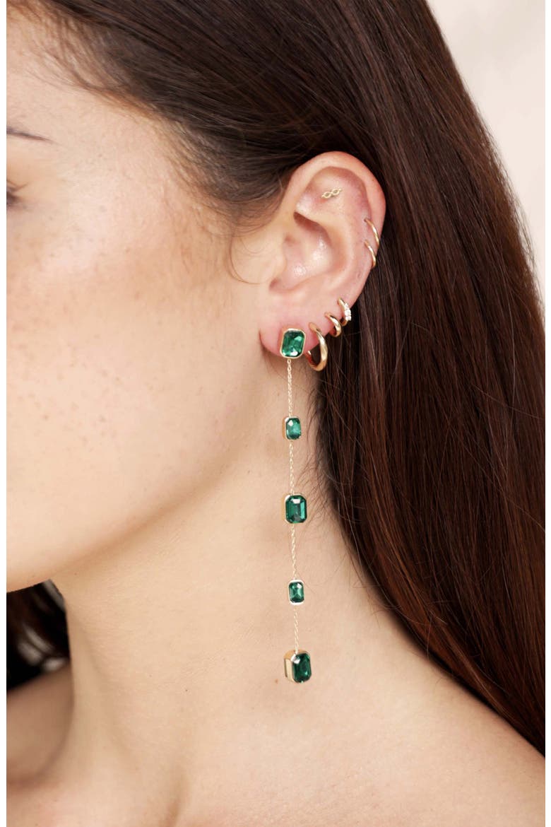 Baguette Crystal Linear Drop Earrings, Alternate, color, GREEN