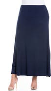 24seven Comfort Apparel Plus Size Comfortable Fit Elastic Waist Maxi Skirt