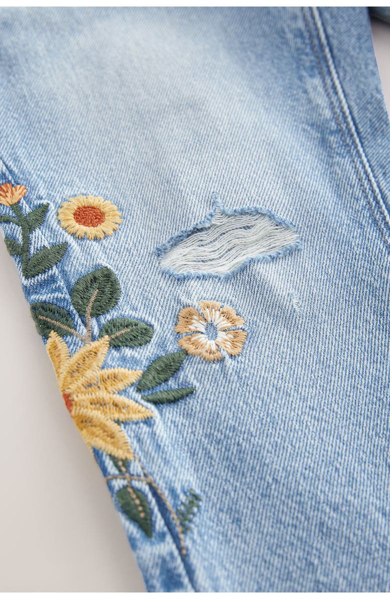 NEXT Kids' Sunflower Embroidered Straight Leg Jeans, Alternate, color, Blue