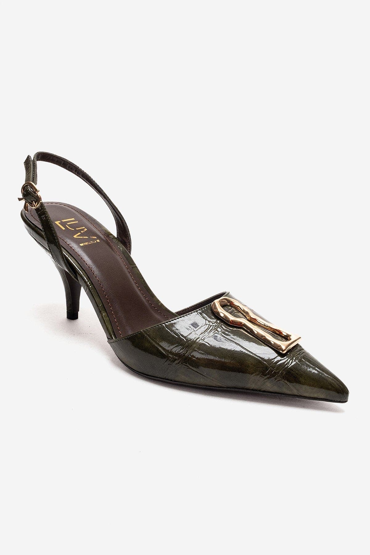 Prologue Shoes Yvella Buckle Pointed Toe Stiletto Pump, Alternate, color, Green Print