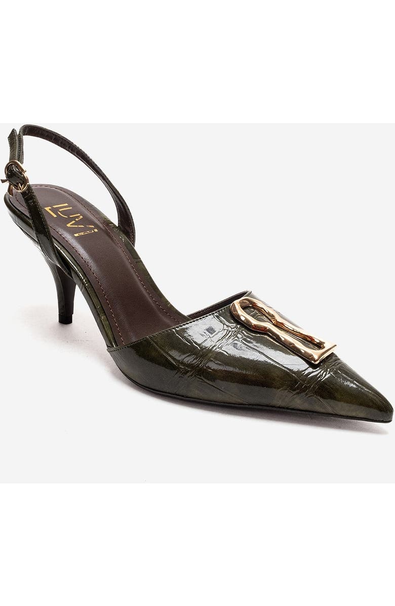 Prologue Shoes Yvella Buckle Pointed Toe Stiletto Pump, Alternate, color, Green Print