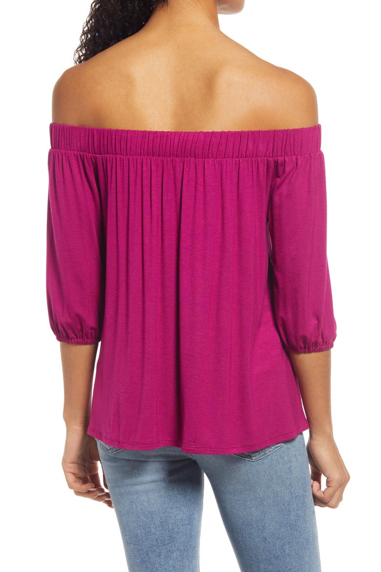 Off the Shoulder Top, Alternate, color, MAGENTA