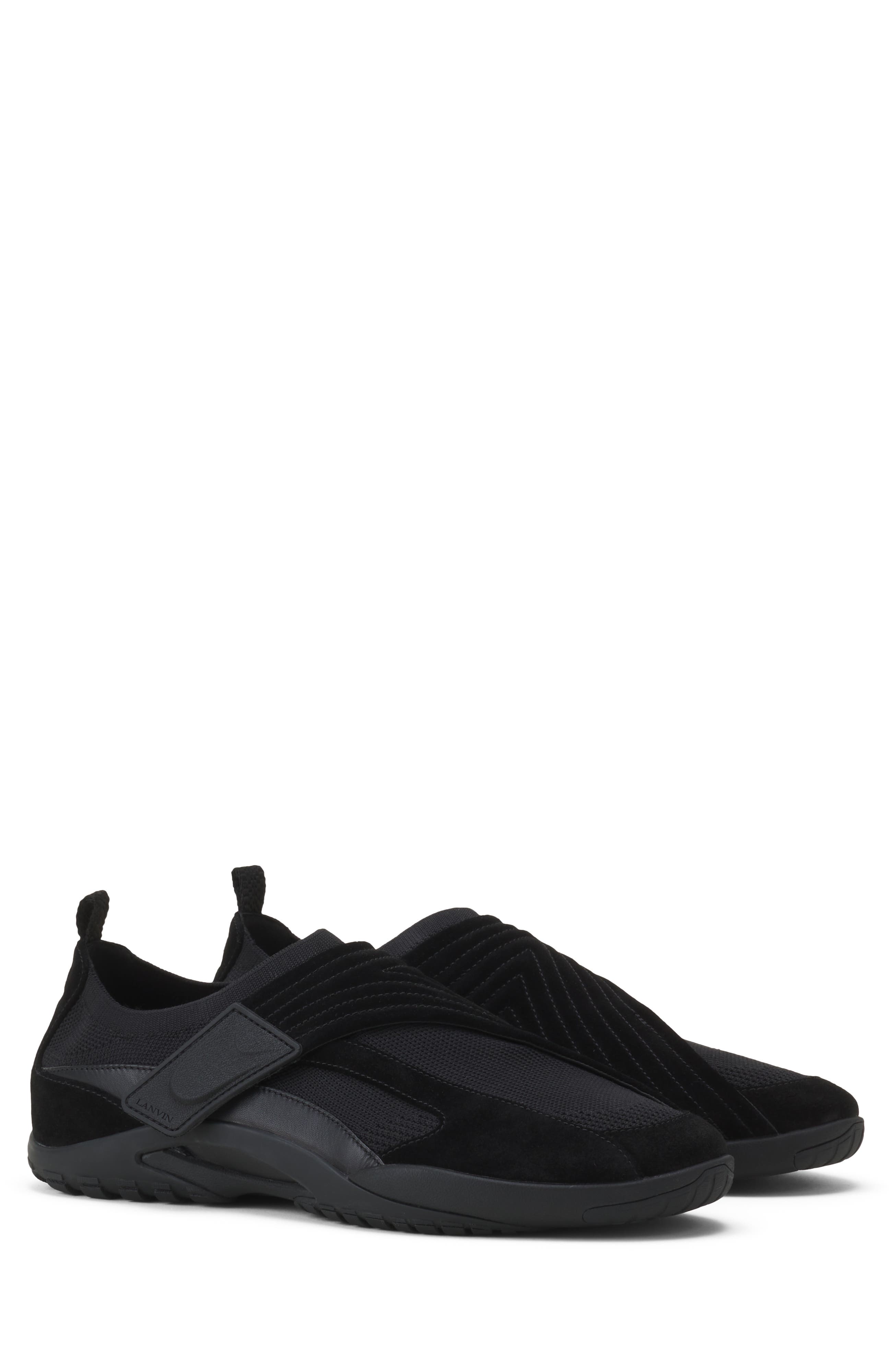 Lanvin Lnv1 Knit And Suede Sneakers, Alternate, color, Black/Black