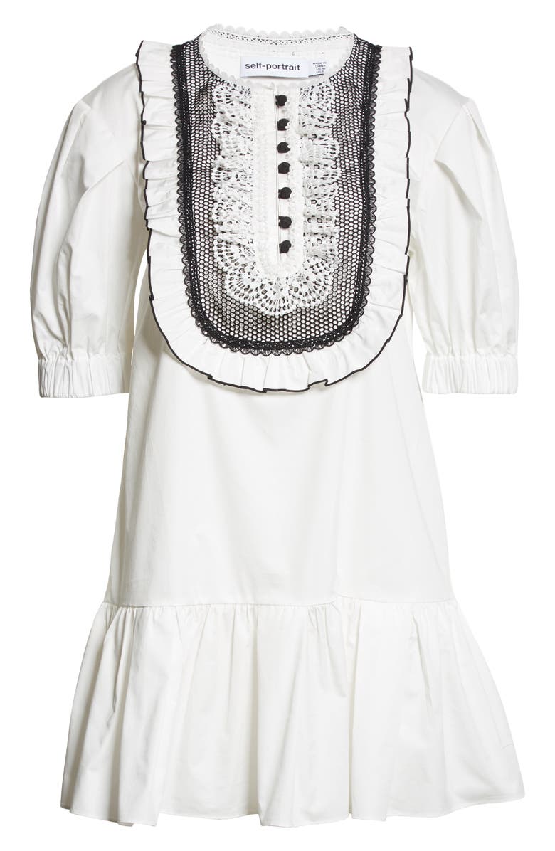 Self-Portrait Lace Bib Cotton Minidress, Alternate, color, 
