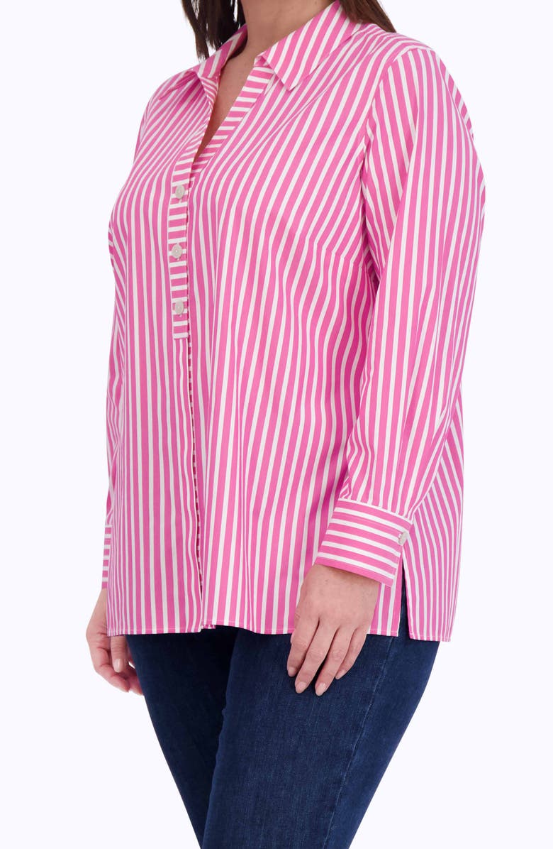 Foxcroft Pamela Stripe Stretch Tunic Blouse, Alternate, color, Azalea