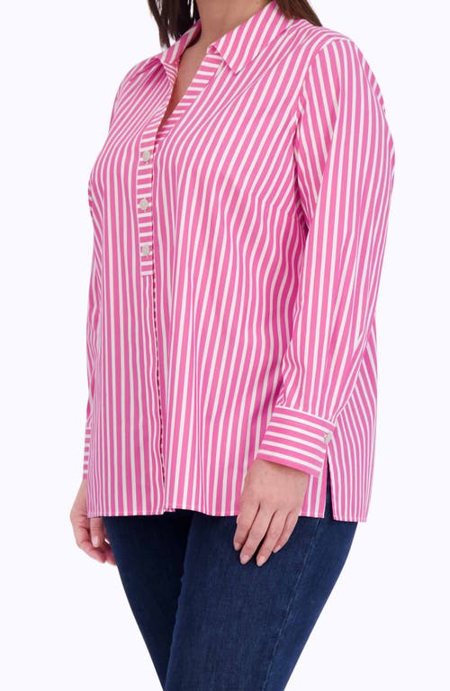 Foxcroft Sophia Stripe Three-quarter Sleeve Stretch Tunic