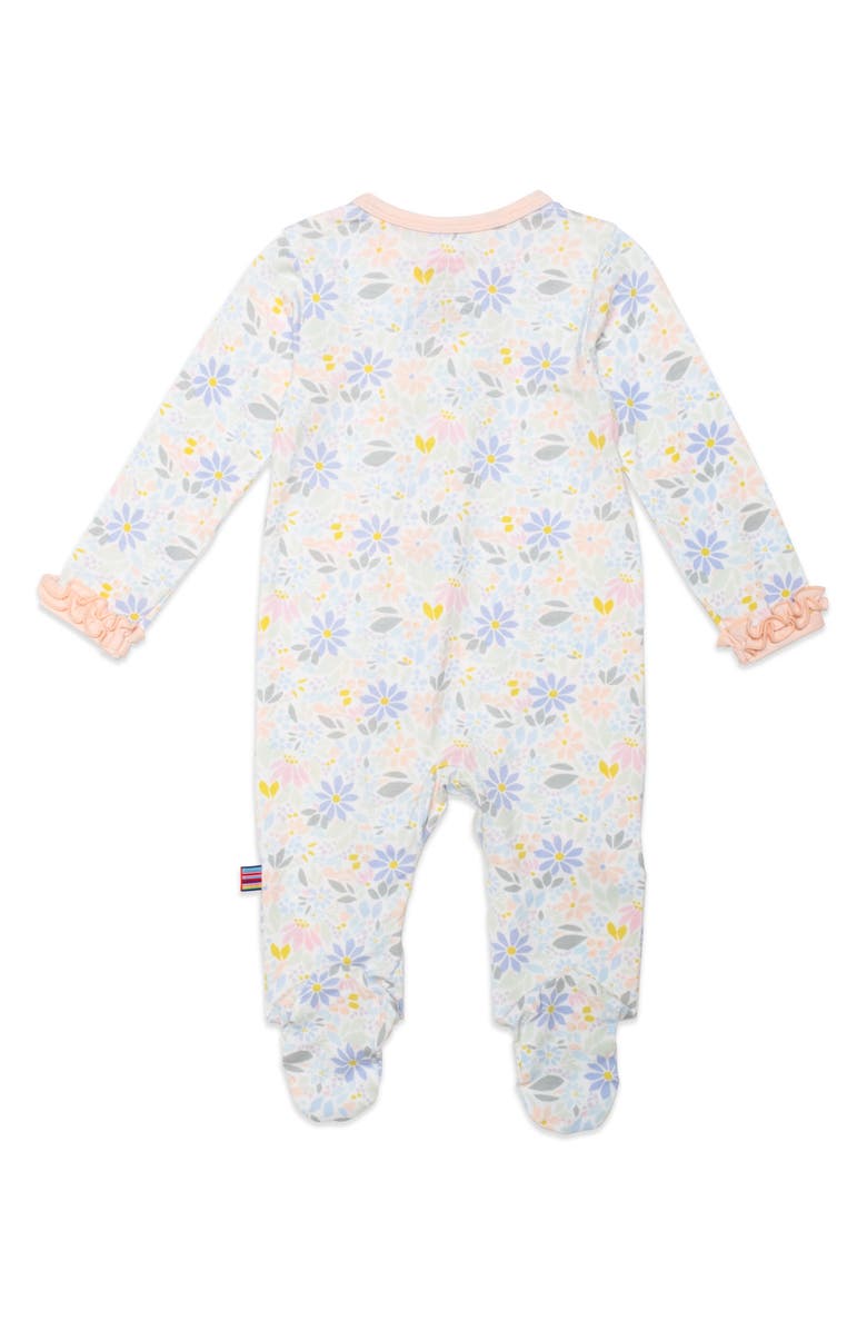 Magnetic Me Darby Print Ruffle Long Sleeve Footie, Alternate, color, 