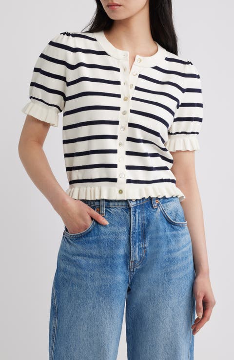 Lora Stripe Short Sleeve Cardigan