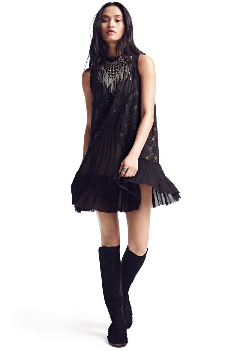 'Angel' Lace Shift Dress, Alternate, color, BLACK