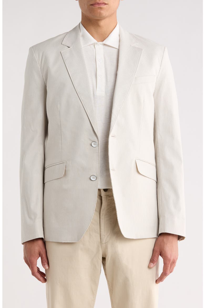 Butler Stripe Notch Lapel Stretch Cotton Blazer, Main, color, GREY STRIPES