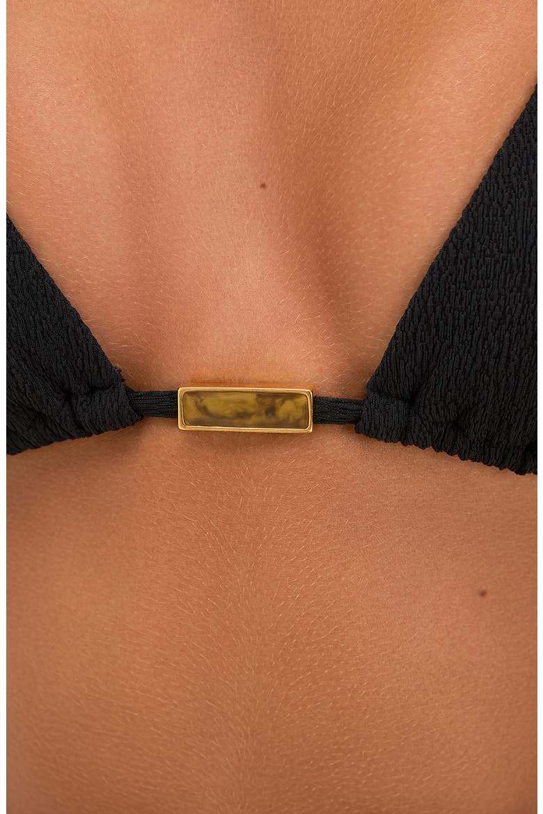 Firenze Blake T-Back Triangle Bikini Top, Alternate, color, BLACK