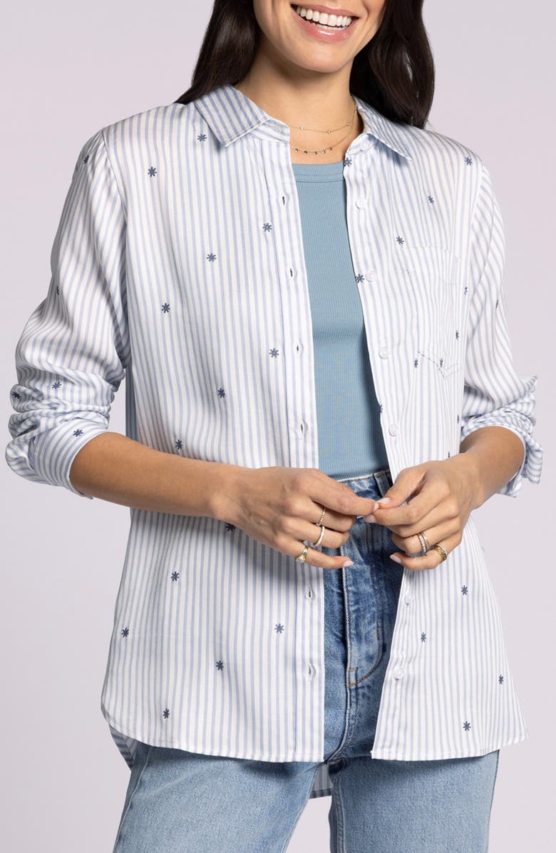 Thread & Supply Bae Stripe Embroidered Button-Up Shirt, Main, color, Daisy Stripe