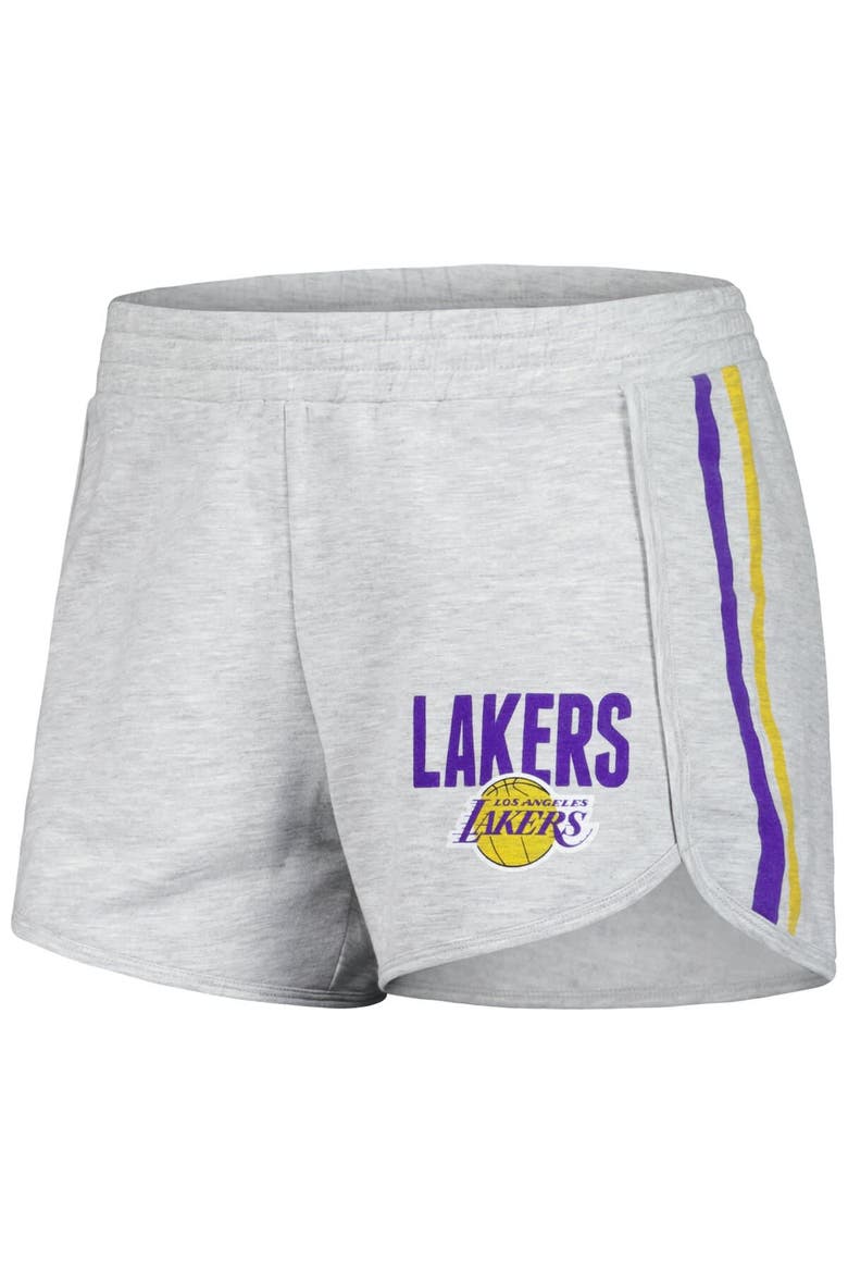Women's Concepts Sport Gray Los Angeles Lakers Cedar Long Sleeve T-Shirt & Shorts Sleep Set, Alternate, color, Gray
