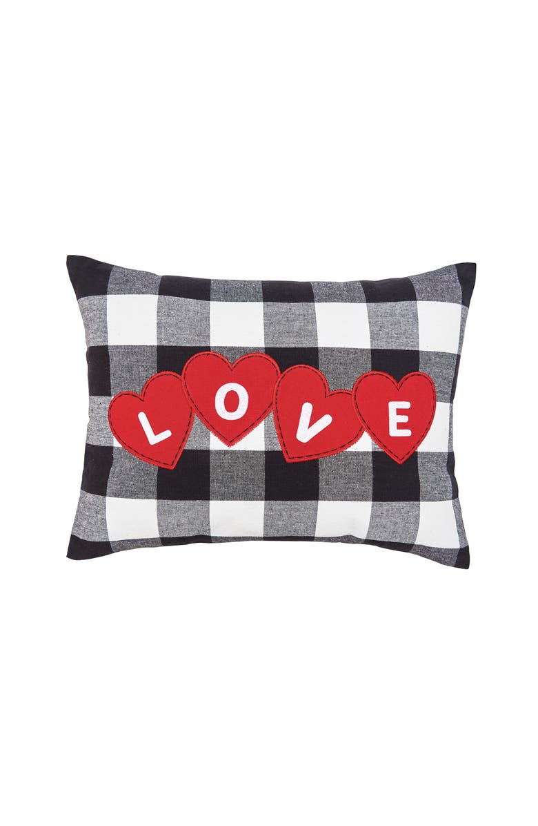 C&F Home "Love" Hearts Franklin Mini Valentine's Day Accent Pillow 12" x 16", Main, color, Black