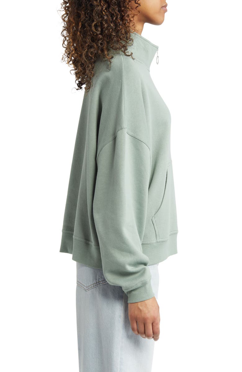 Vinyl Icons Embroidered LA Flowers Quarter Zip Pullover, Alternate, color,