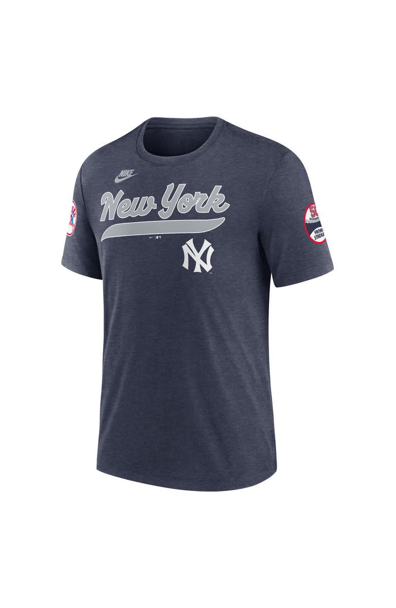 Nike Men's Nike Heather Navy New York Yankees Cooperstown Collection Eras Tri-Blend T-Shirt, Alternate, color, Heather Navy