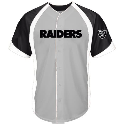 Men's Fanatics  Gray Las Vegas Raiders Big & Tall Button-Up Raglan Fashion Top