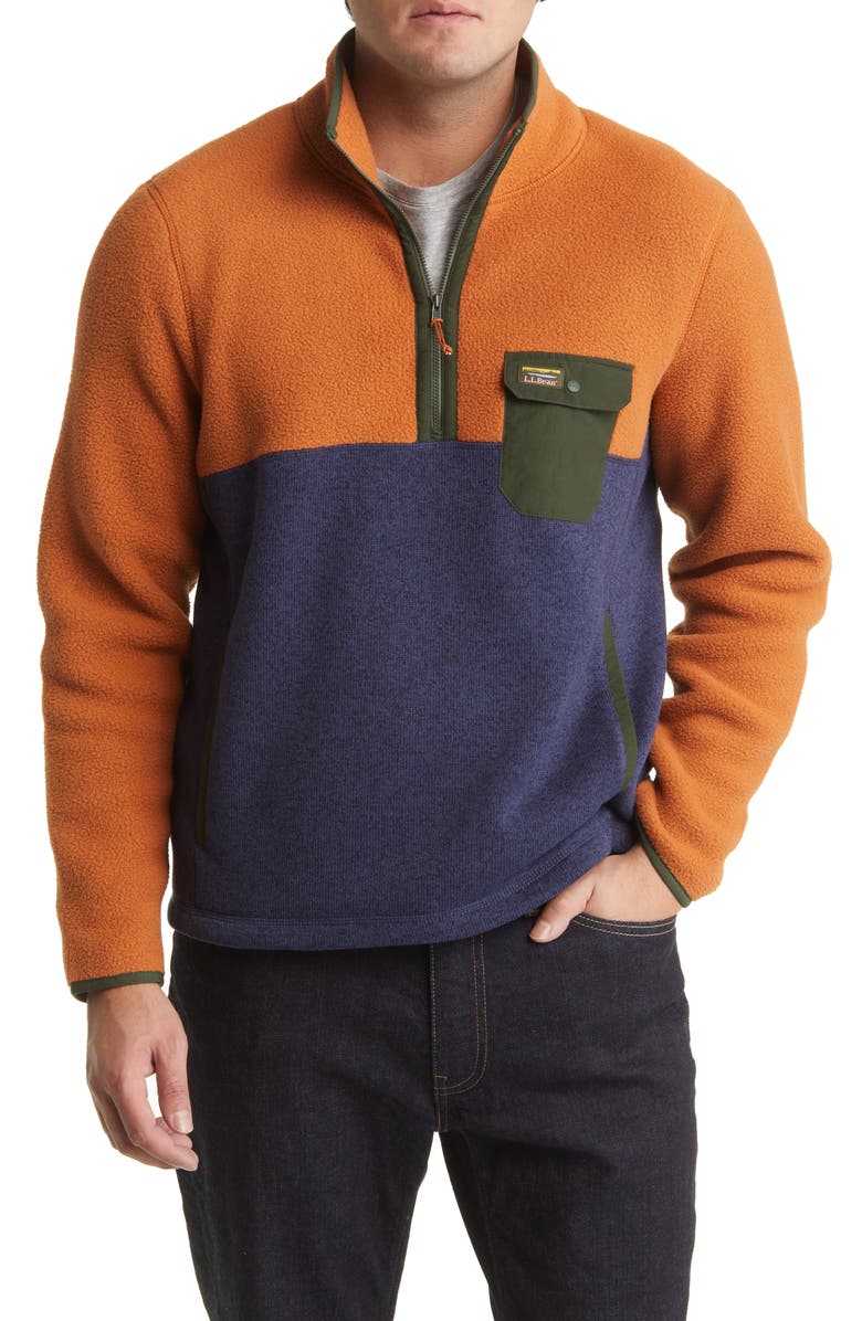 L.L.Bean Sweater Fleece Hybrid Half Zip Pullover, Main, color, 