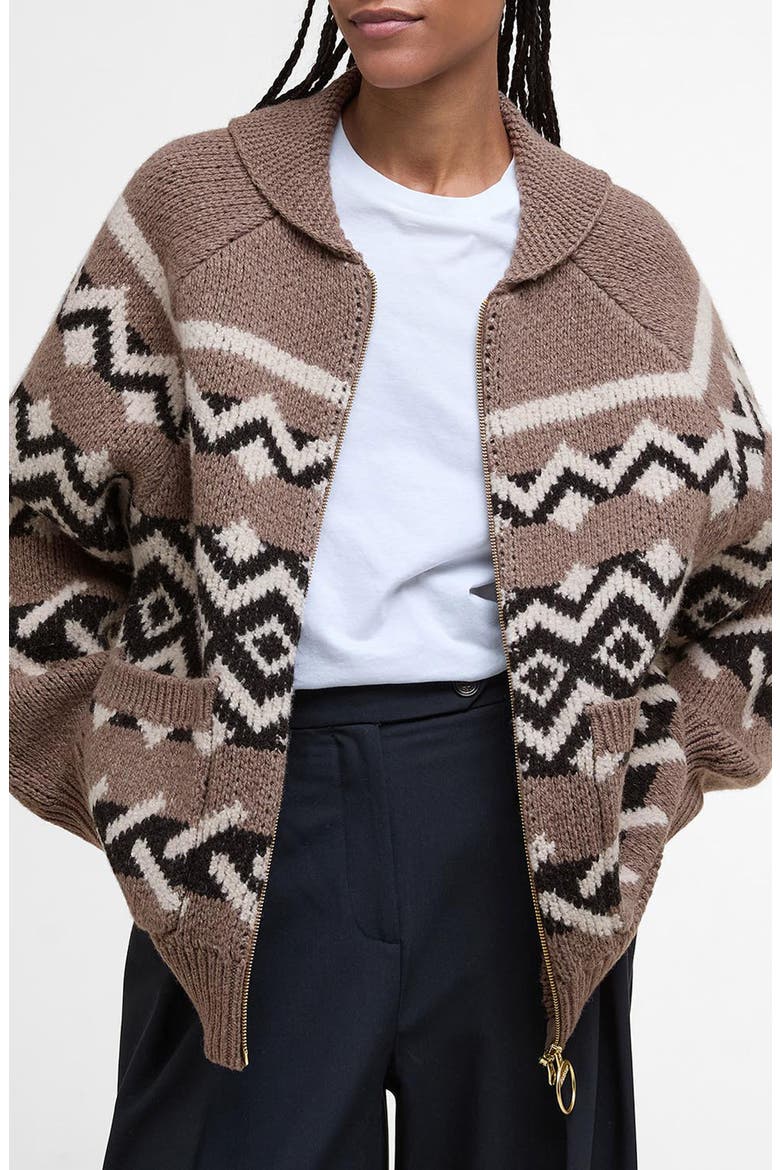 Klara Heritage Jacquard Wool Blend Zip-Up Cardigan, Main, color, MULTI