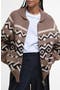 Klara Heritage Jacquard Wool Blend Zip-Up Cardigan