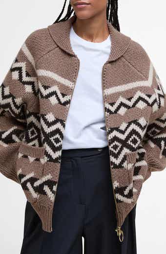 Barbour Klara Heritage Jacquard Wool Blend Zip-Up Cardigan