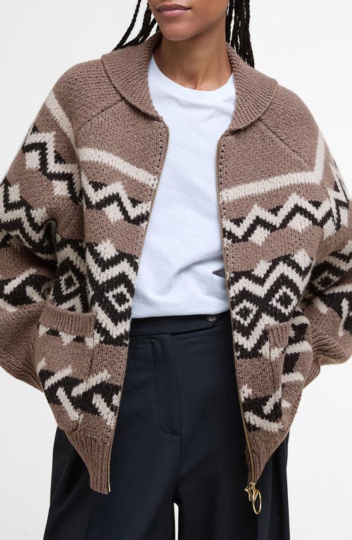Barbour Klara Heritage Jacquard Wool Blend Zip-up Cardigan In Multi