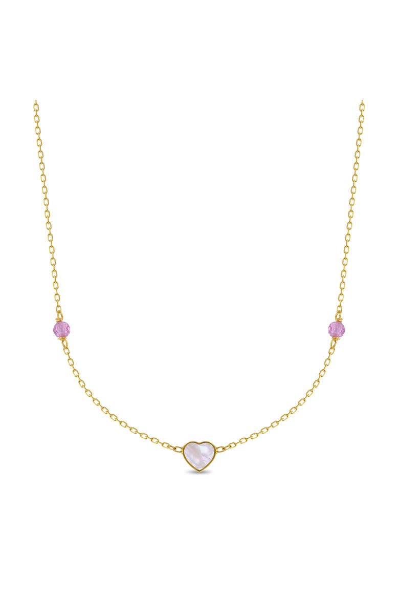 14k Mother of Pearl Heart Necklace, Main, color, White