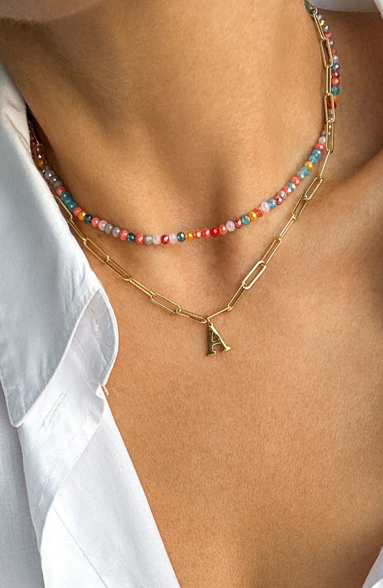 Adornia Initial Water Resistant Layered Necklace, Alternate, color, Multi-A