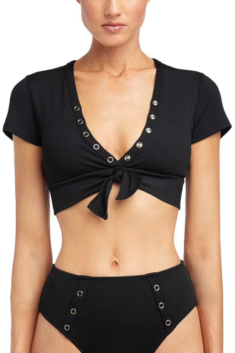 Amy Crop Bikini Top, Main, color, LICORICE