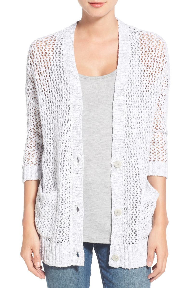 Caslon<sup>®</sup> Open Stitch V-Neck Cardigan, Main, color, 