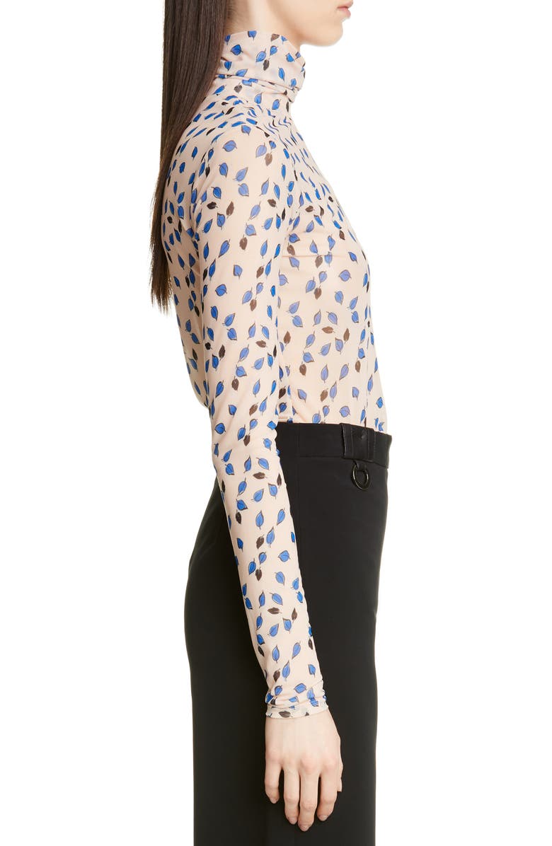 Yigal Azrouël Falling Leaf Print Mesh Top, Alternate, color, Blush Multi