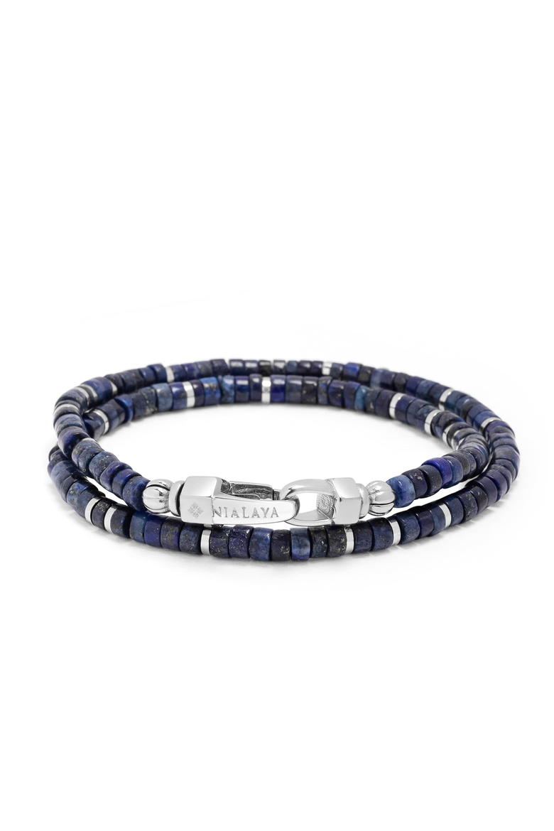 Blue Lapis Heishi Wrap Bracelet, Main, color, Blue Lapis