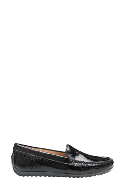 Johnston & Murphy Melanie Venetian Loafer In Black Crinkled Patent Leather