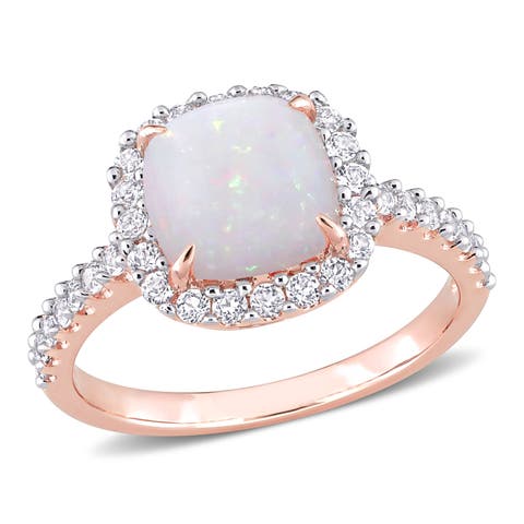 Gemstones Cushion Halo Ring