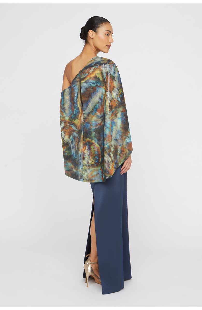 Theia Gisette One Shoulder Cape Gown, Alternate, color, 