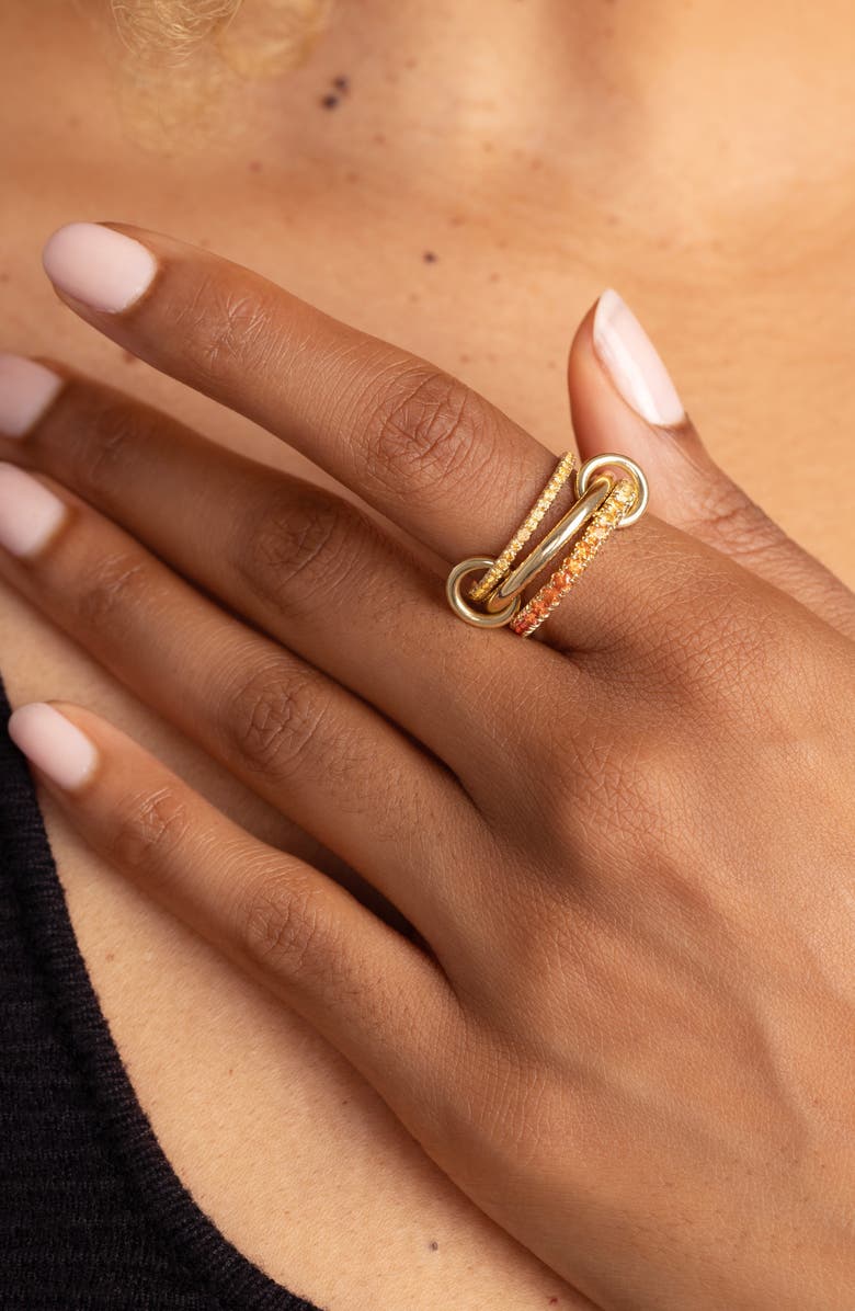 Spinelli Kilcollin Norah Pavé Orange Sapphire Linked Ring, Alternate, color, Yellow Gold