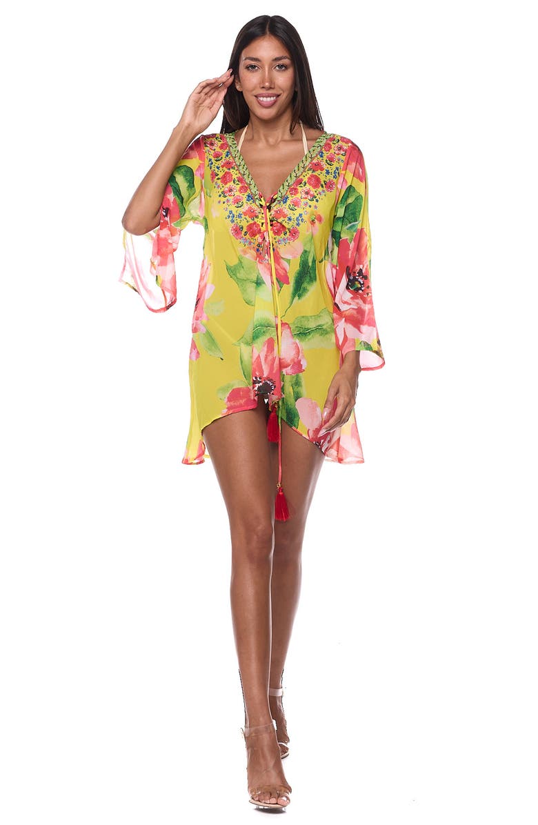 RANEES Floral Cover-Up Tunic, Alternate, color, Yellow