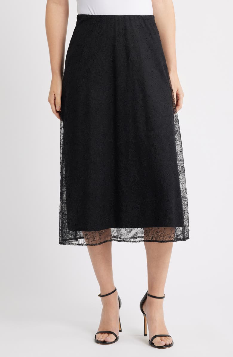 Anne Klein Lace A-Line Skirt, Main, color, 