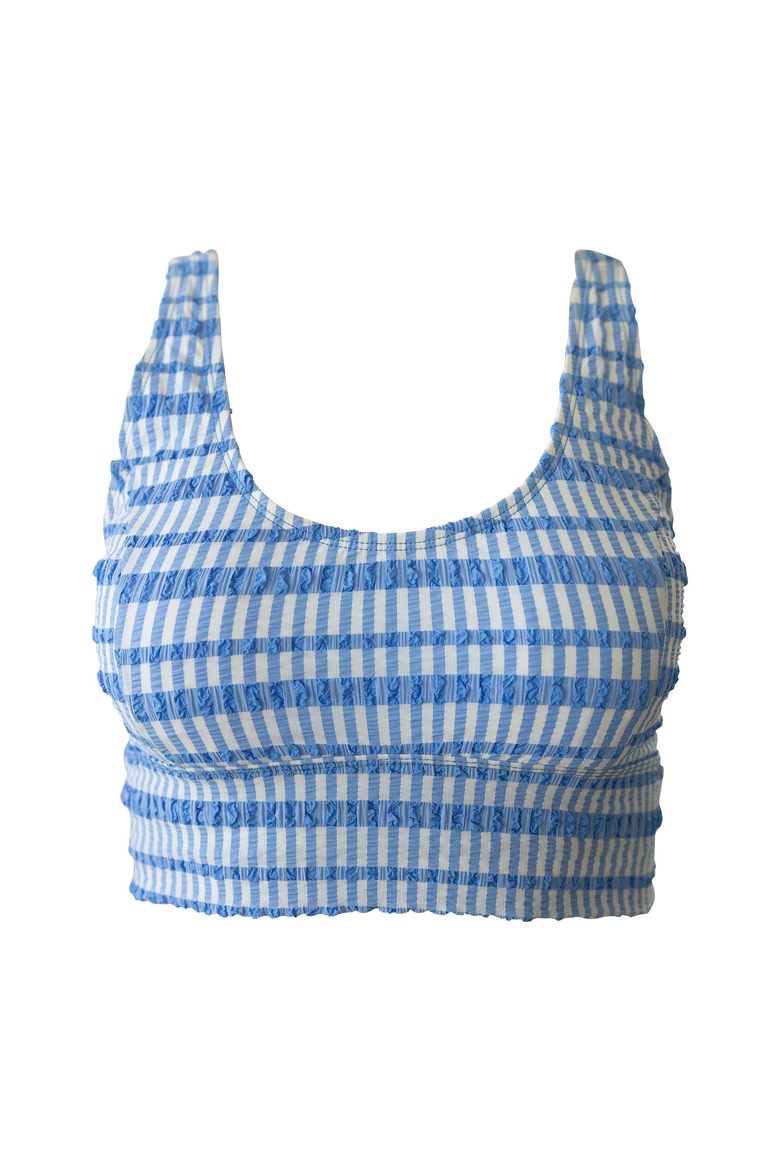 Avant Crop Swim Top, Alternate, color, Gingham
