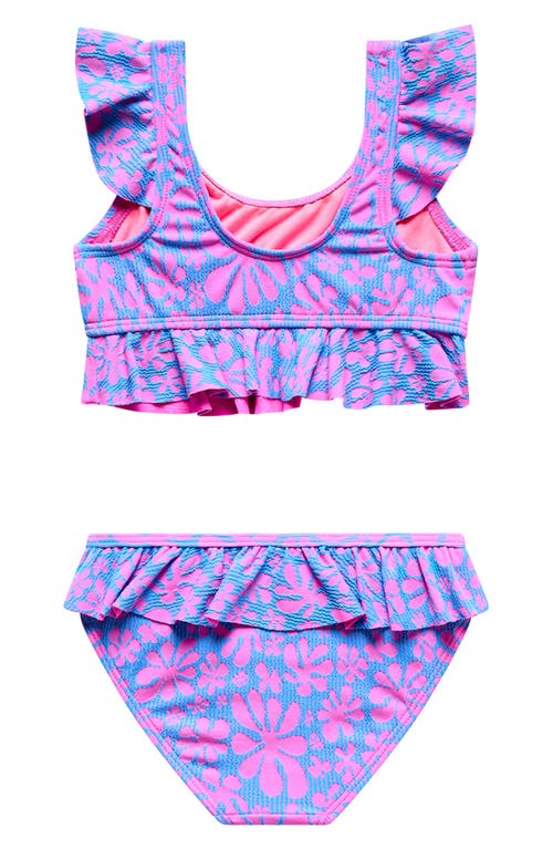Beach Lingo Flower Power Ruffle Two-piece Swimsuit In Purple