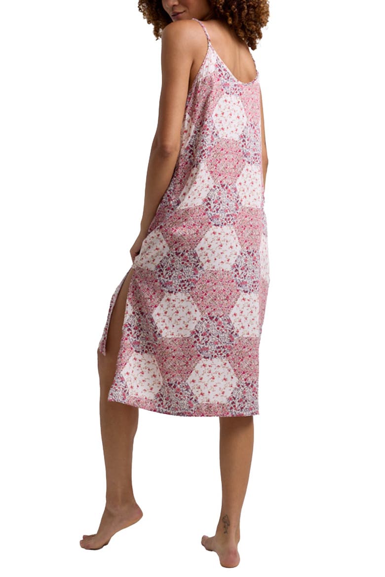 Rosie V-Neck Patchwork Print Slip Nightgown, Alternate, color, Pink