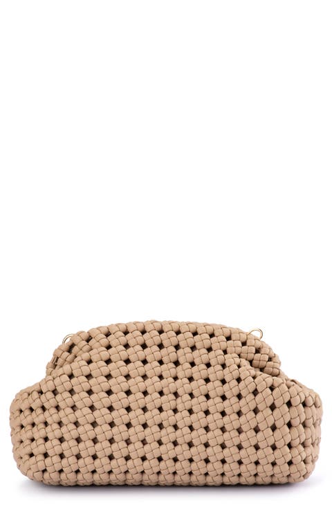 Everly Handwoven Faux Leather Frame Clutch